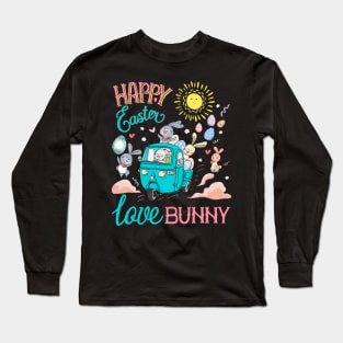 Happy Easter Love Bunny Funny Rabbit Graphic Tee Casual Tops T-Shirt Long Sleeve T-Shirt